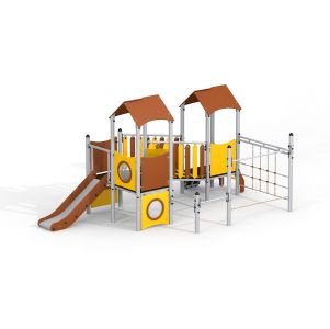 Tower playhouse with a slide